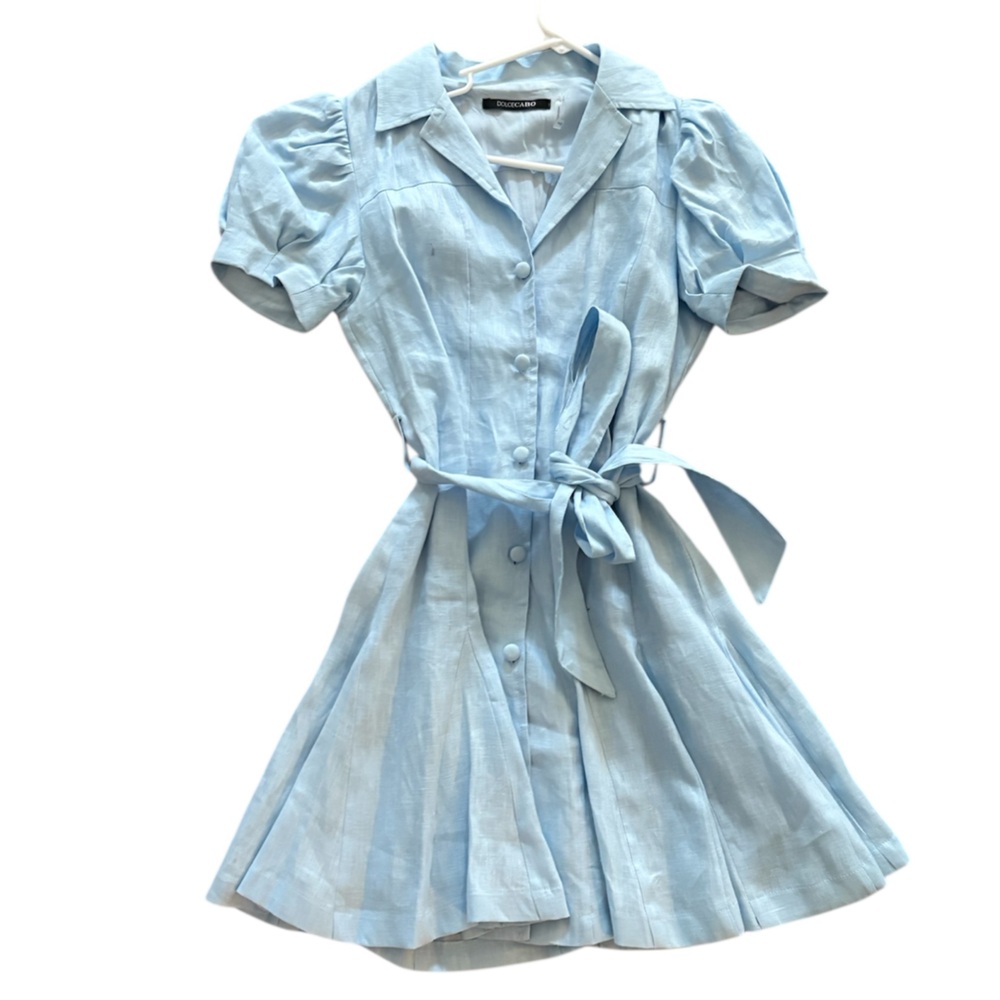 Dolce Cabo Light Blue Linen Mini Dress